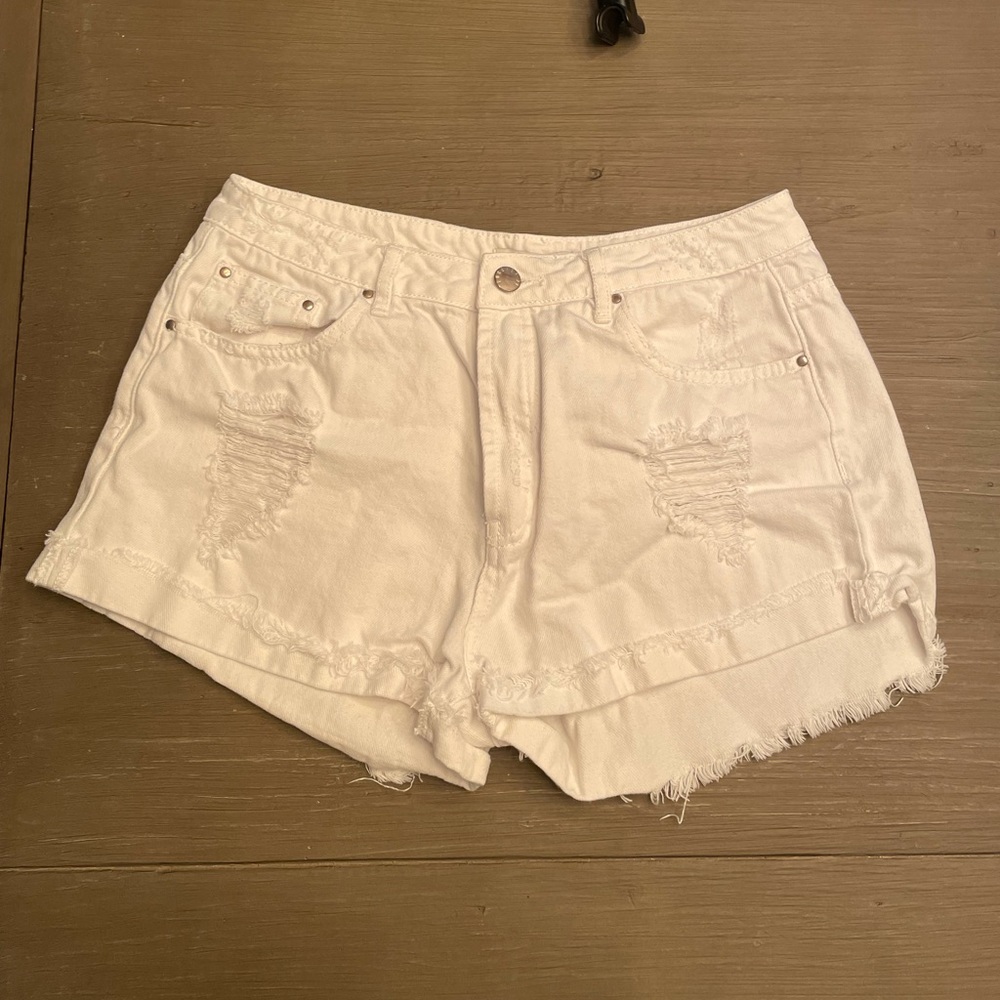 White jean shorts